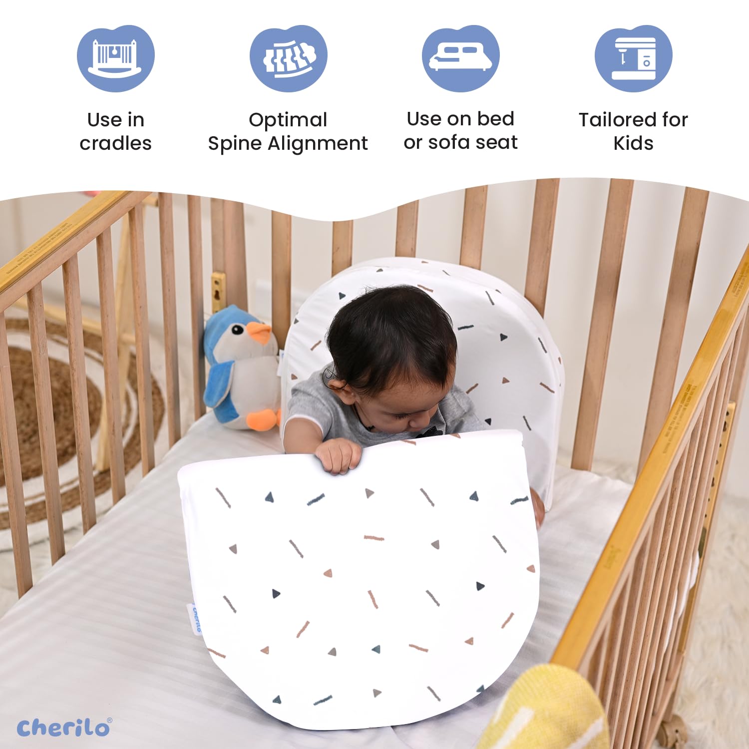 Baby Wedge Pillow for Acid Reflux | C-Shaped Elevated Crib Support Secondary image