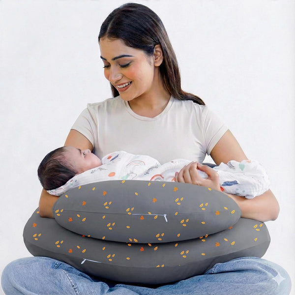 Nursing & Feeding Pillow for Newborn with Safety Fence & Waist Belt