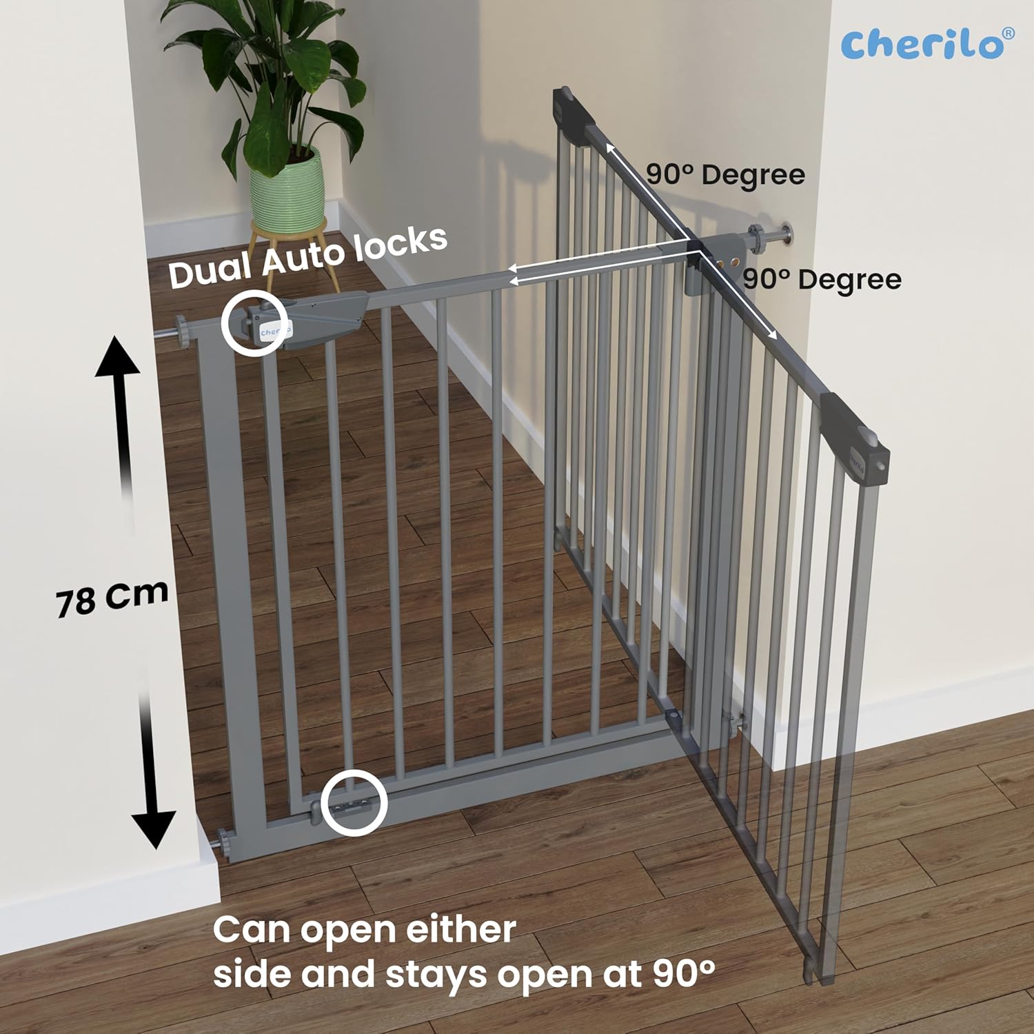 Baby Safety Gate (75–84 cm) Auto Close | Pressure Mount, No Drill Secondary image