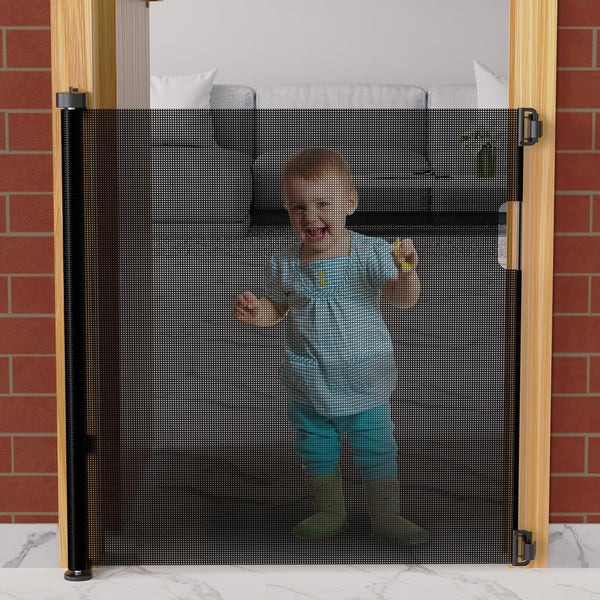 Retractable Baby Safety Gate up to 150 cm | Mesh Barrier for Door & Stairs