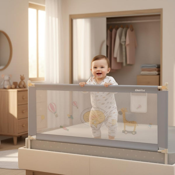 Baby Bed Rail Guard 180cm Foldable | Height Adjustable Safety Railing