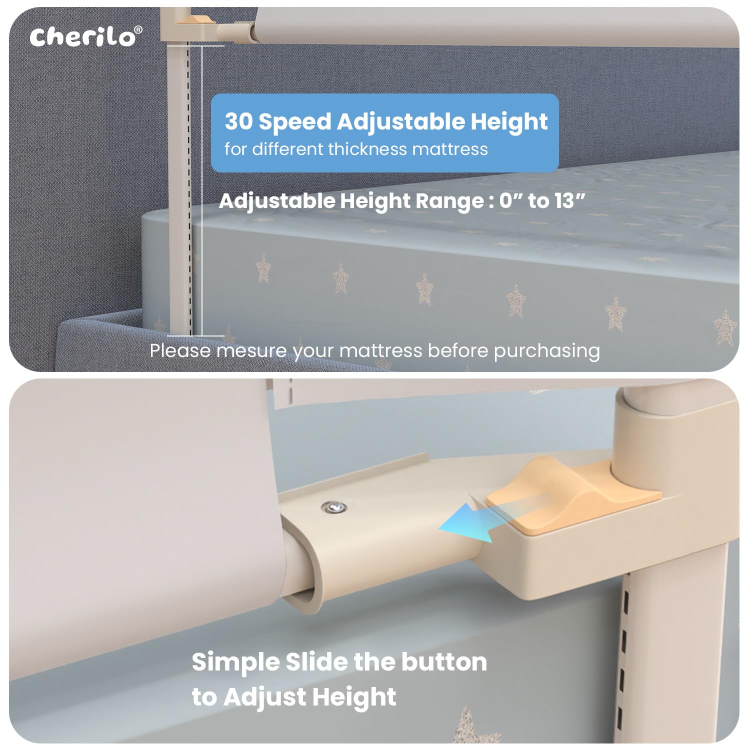 Baby Bed Rail Guard 180cm Foldable | Height Adjustable Safety Railing Secondary image