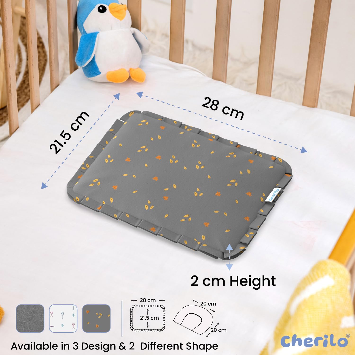 Mustard Seed Baby Pillow | Adjustable Filling, Velvet Cover 28x21.5x2 cm Secondary image