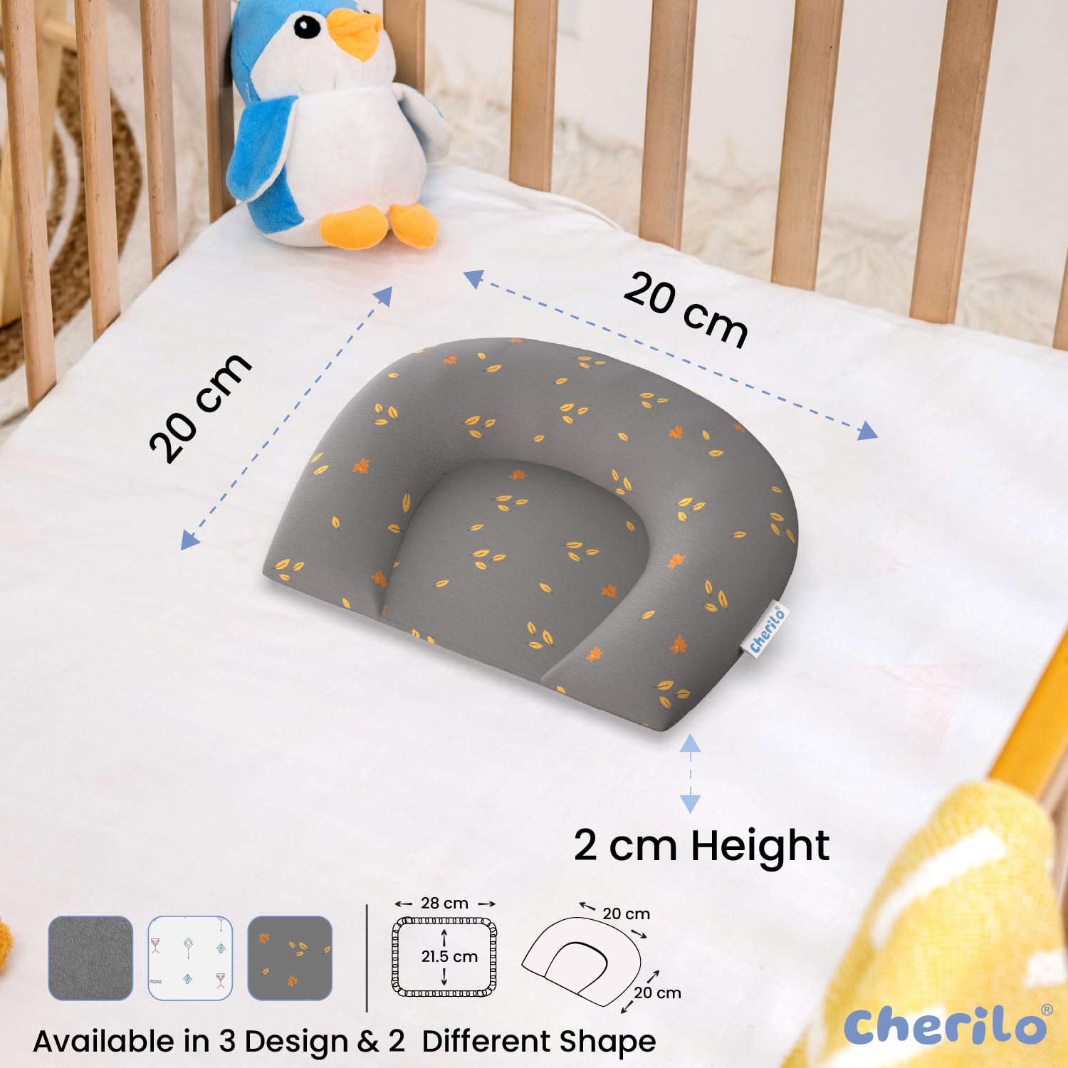 Round Mustard Seed Baby Pillow | Cotton Cover, 20x20x2 cm Secondary image