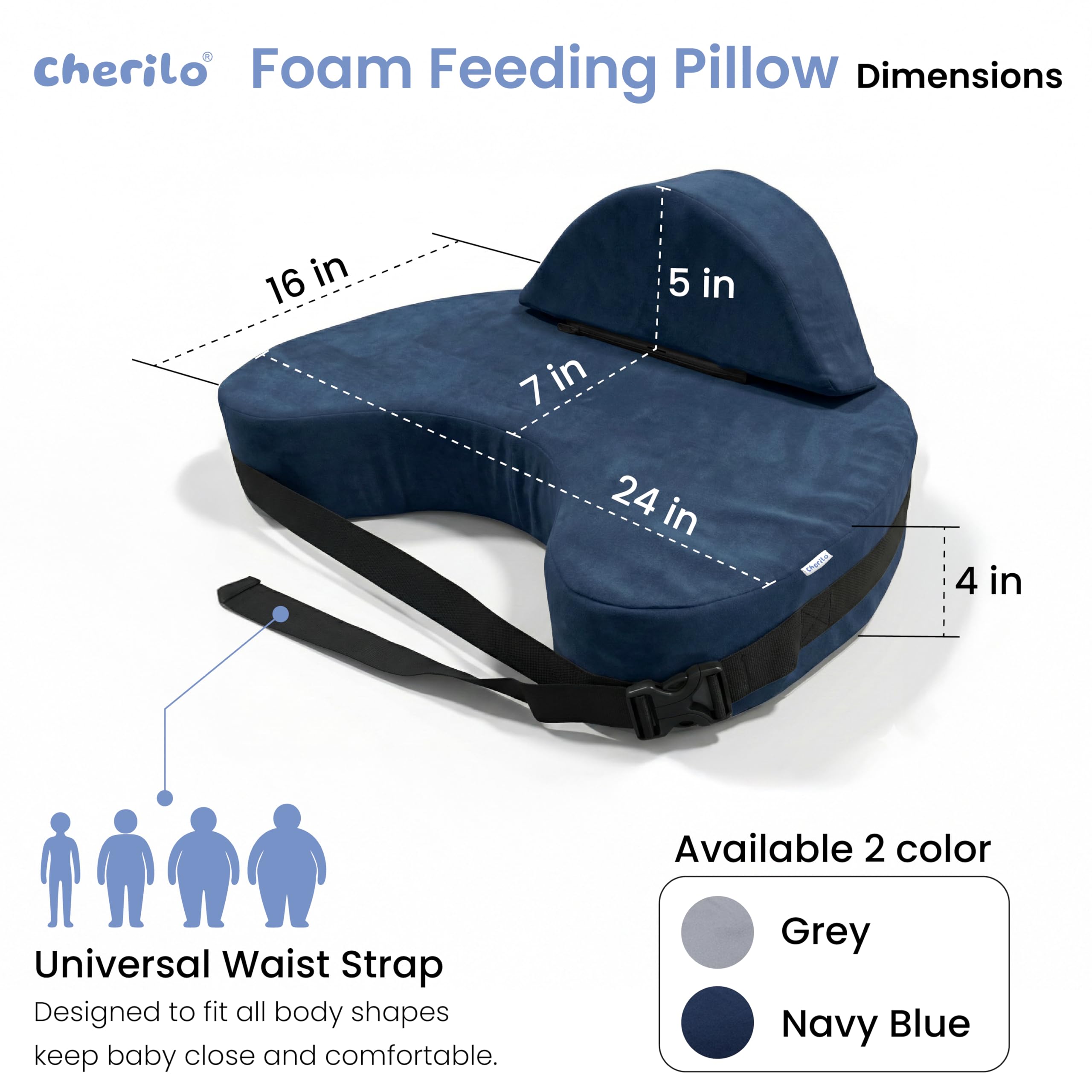 Baby Feeding & Nursing Pillow | Safety Fence, Waist Belt, Velvet Cover Secondary image