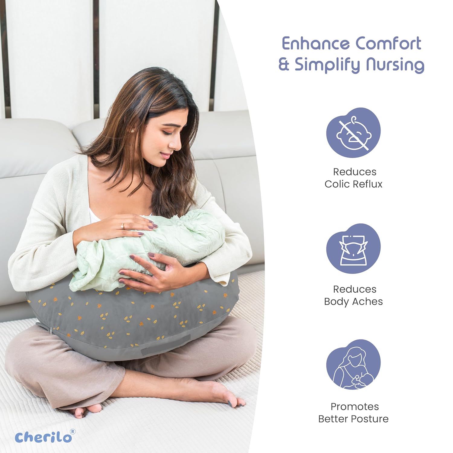 Nursing & Feeding Pillow for Newborn with Adjustable Waist Strap Secondary image