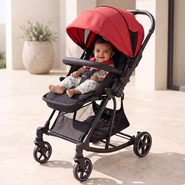 Baby Stroller Cum Rocker (0–3 Years) Reversible Handle | Recline, 5-Point Harness